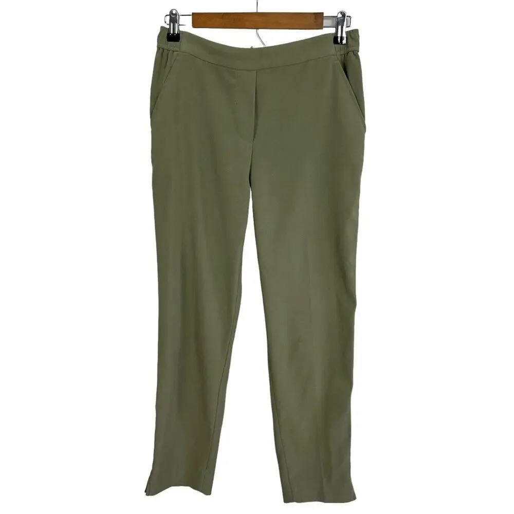 White House Black Market Crepe Relaxed Slim Ankle Military Green Size 4 Women’s